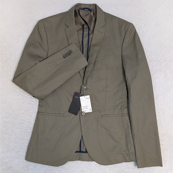 H&M Other - NEW H&M Men's Slim Fit Sport Coat Suit Jacket Blazer 36R 2 Button Vented Green